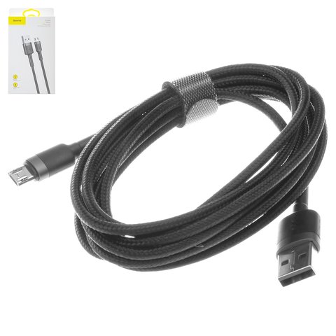 USB кабель Baseus Cafule, USB тип A, micro USB тип B, 200 см, 1,5 А, чорний, #CAMKLF CG1