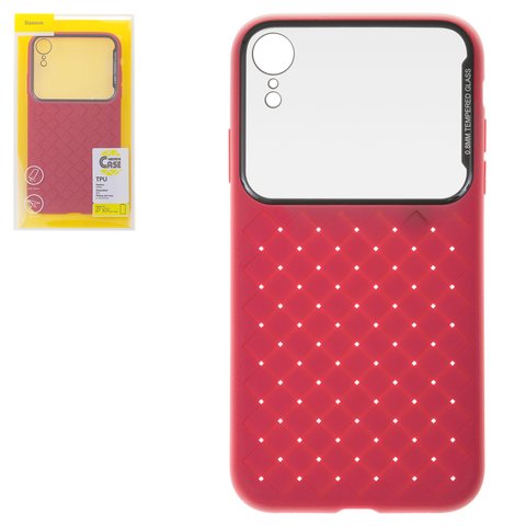 Чехол Baseus для iPhone XR, красный, плетёный, стекло, пластик, #WIAPIPH61 BL09