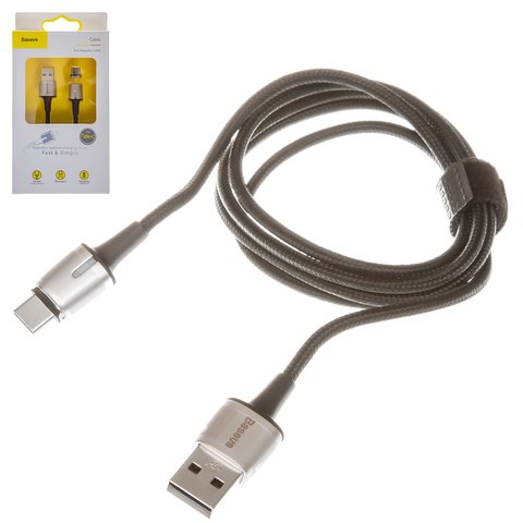USB кабель Baseus Zinc Magnetic Safe, USB тип C, USB тип A, 100 м, 3 A, черный, золотистый, магнитный, в нейлоновой оплетке, #CATXC A01