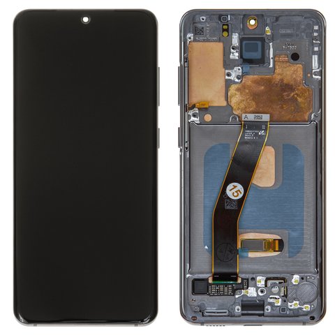 Дисплей для Samsung G980 Galaxy S20, G981 Galaxy S20 5G, серый, с рамкой, Оригинал переклеено стекло , cosmic grey