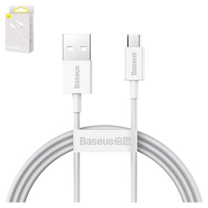 USB кабель Baseus Superior, USB тип A, micro USB тип B, 100 см, 2 A, белый, силиконовый, #CAMYS 02