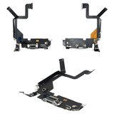 Шлейф для iPhone 14 Pro, конектора зарядки, сірий, з мікрофоном, з компонентами, Original (PRC), silver