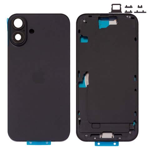 Корпус для iPhone 16 Plus, чорний, з тримачем SIM карти, з боковими кнопками, Original PRC , EU version