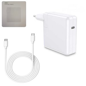 Мережевий зарядний пристрій для Apple, 61 Вт, Power Delivery PD , білий, з кабелем USB тип C до USB тип C
