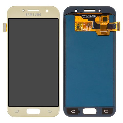 LCD compatible with Samsung A320 Galaxy A3 2017 , golden, without adjustment of light, without frame, Copy, TFT  