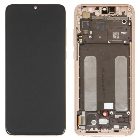 Pantalla LCD puede usarse con Xiaomi Mi 9 Lite, Mi CC9, dorado, con marco, original vidrio reemplazado , M1904F3BG