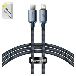 Cable USB Baseus Crystal Shine Series, USB tipo C, Lightning, 120 cm, 20 W, negro, con revestimiento de nylon, #CAJY000201