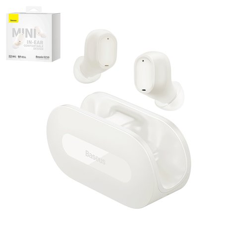 Headphone Baseus Bowie EZ10, wireless, white, with charging case  #A00054300226 Z1