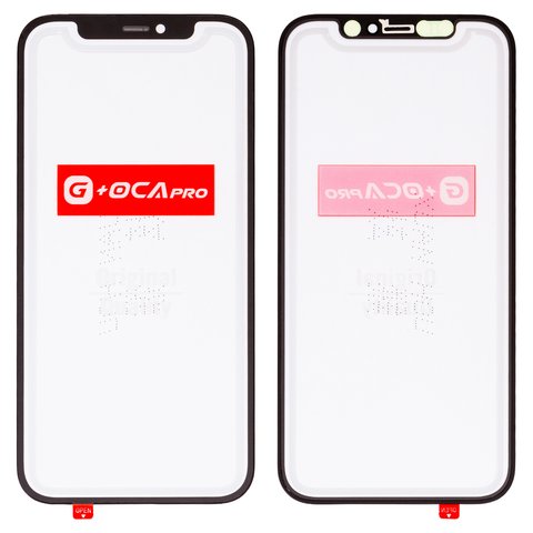 Housing Glass G+OCA PRO compatible with iPhone 12, iPhone 12 Pro, with OCA film, black 