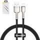 Cable USB Baseus Cafule Series Metal, USB tipo-A, Lightning, 100 cm, 2.4 A, negro, con revestimiento de nylon, #CALJK-A01