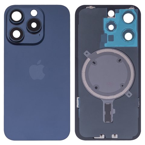 Housing Back Cover compatible with iPhone 15 Pro, dark blue, with camera lens, HC 