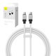 Cable USB Baseus Coolplay Series, 2xUSB tipo-C, 100 cm, 100 W, blanco, de silicona, #CAKW000202