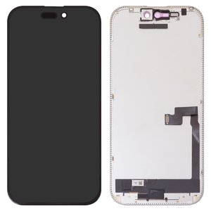 LCD JCID compatible with iPhone 16 Pro, black, with frame, HC, without error, OLED  soft, Diagnosable, 120Hz 