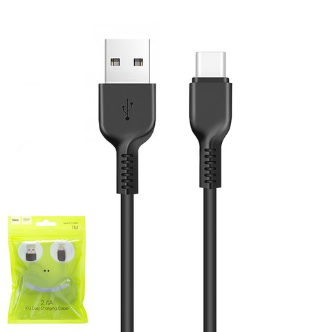 USB дата кабель Hoco X13, USB тип C, USB тип A, 100 см, 2,4 А, чорний