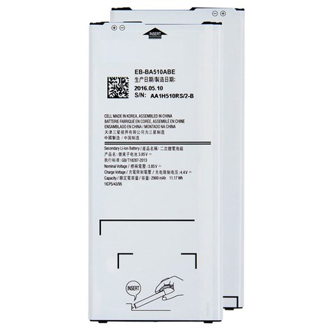 Battery EB BA510ABE compatible with Samsung A510 Galaxy A5 2016 , Li ion, 3.85 V, 2900 mAh, Original PRC  