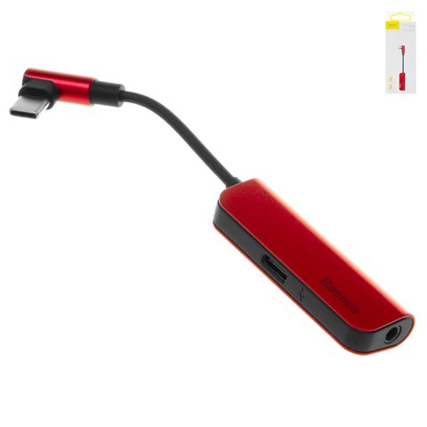 Adapter Baseus L53, from USB type C to 3.5 mm 2 in 1, doesn't support microphone , USB type C, TRS 3.5 mm, red  #CATL53 91