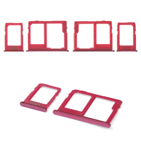 SIM Card Holder compatible with Samsung J415 Galaxy J4+, J415F Galaxy J4+, J610 Galaxy J6+, pink, with MMC holder, set 2 pcs. 