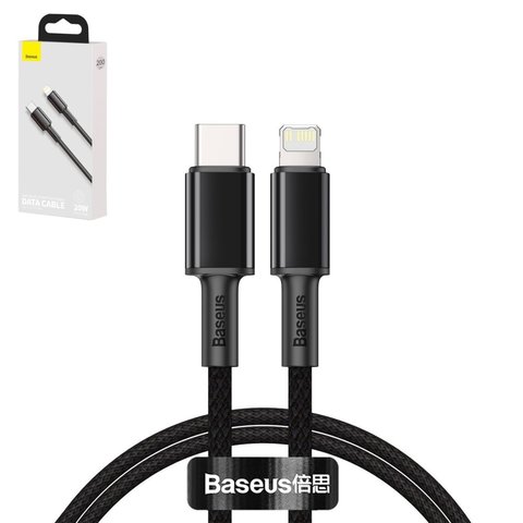 USB кабель Baseus High Density Braided, USB тип C, Lightning, 200 см, 20 Вт, черный, #CATLGD A01