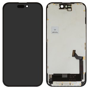 LCD compatible with iPhone 15, black, with frame, HC, OLED , GX OEM hard 
