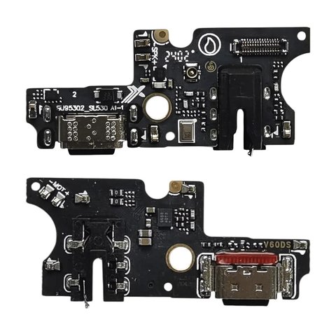 Flat Cable compatible with ZTE Blade V60, Blade V60 Design, Blade V60 Vita, charge connector, with components, High Copy, charging board, black 