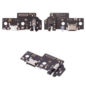 Flat Cable compatible with Samsung A055 Galaxy A05, headphone connector, charge connector, with microphone, with components, High Copy, charging board 
