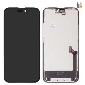 LCD compatible with iPhone 15 Plus, black, with frame, HC, without IC, AMOLED , GX OEM soft 