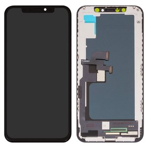 LCD compatible with iPhone XS, black, with frame, AAA, TFT , GXYK 
