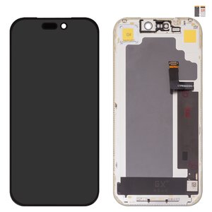 LCD compatible with iPhone 17 Pro, black, with frame, HC, OLED , GX OEM hard 