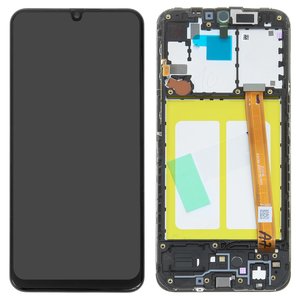 Pantalla LCD puede usarse con Samsung A202 Galaxy A20e, negro, con marco, Original PRC 