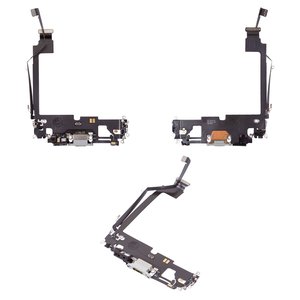 Cable flex puede usarse con iPhone 12 Pro Max, del conector de carga, blanco, con micrófono, con componentes, Original PRC 