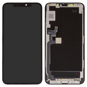 Pantalla LCD puede usarse con iPhone 11 Pro Max, negro, con marco, HC, sin microchip, OLED , GX OEM hard