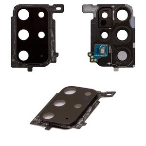 Vidrio de cámara puede usarse con Samsung G985 Galaxy S20 Plus, Original, negro, con marcos, remanufacturados, cosmic black