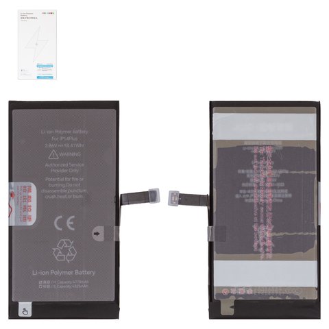 Batería JCID puede usarse con Apple iPhone 14 Plus, Li Polymer, 3.86 V, 4770 mAh, mayor capacidad, high capacity