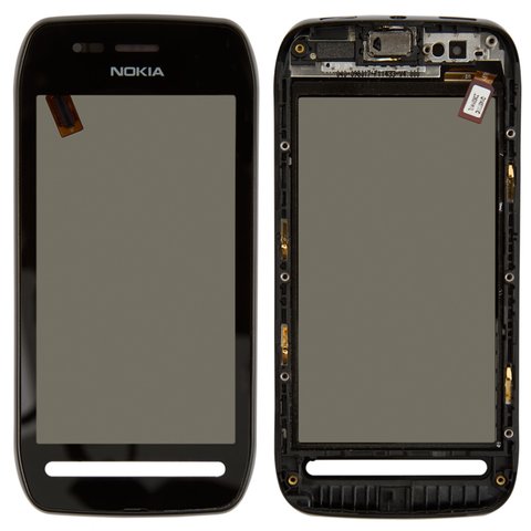 Сенсорный экран для Nokia 603, с передней панелью, черный