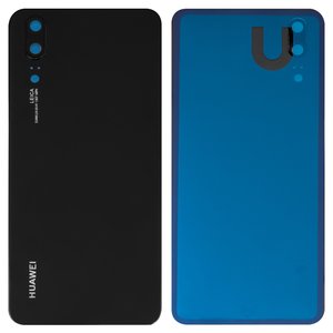 Задня панель корпуса для Huawei P20, чорна, із склом камери