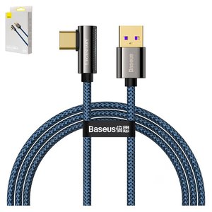USB кабель Baseus Legend, USB тип C, USB тип A, 100 см, 66 Вт, синій, Г подібний, в нейлоновому обплетенні, #CACS000403