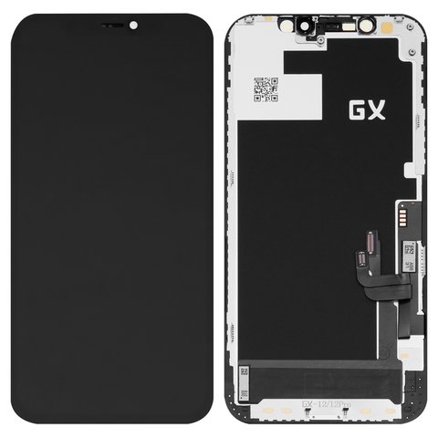 Дисплей для iPhone 12, iPhone 12 Pro, черный, с рамкой, HC, OLED , GX OEM hard