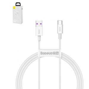 USB кабель Baseus Superior, USB тип C, USB тип A, 100 см, 66 Вт, 6 А, білий, силіконовий, #CATYS 02