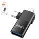 Адаптер Hoco UA17, USB тип-C, USB тип-A, Lightning, чорний, 2 in 1, #6942007602303
