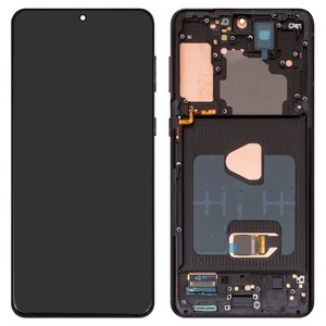 Дисплей для Samsung G996 Galaxy S21 Plus 5G, черный, с рамкой, Оригинал переклеено стекло 
