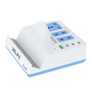 Мережевий зарядний пристрій RELIFE RL 309H, 72 Вт, Wireless Charge, Quick Charge, Power Delivery PD , з розеткою, 4 порта