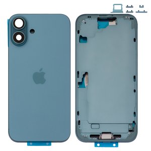 Корпус для iPhone 16 Plus, зеленый, с держателем SIM карты, с боковыми кнопками, Original PRC , EU Version, teal