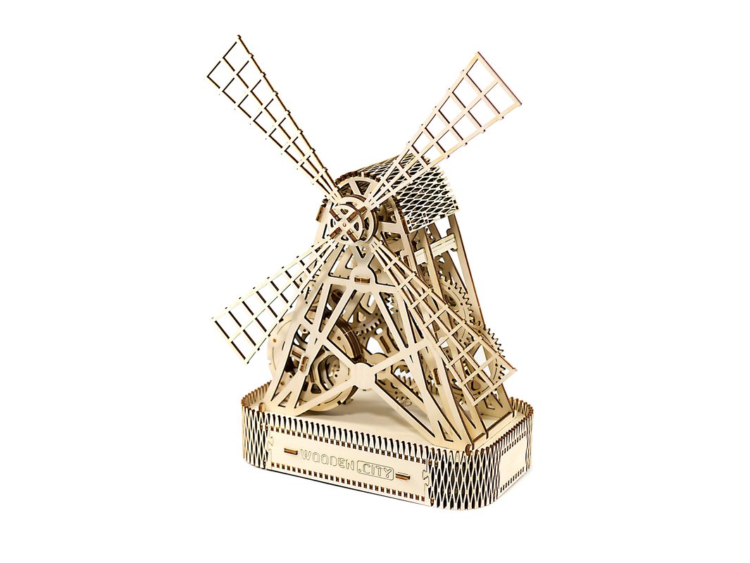 WOODEN CITY 3D Mechanical Wooden Model & Puzzle WINDMILL 